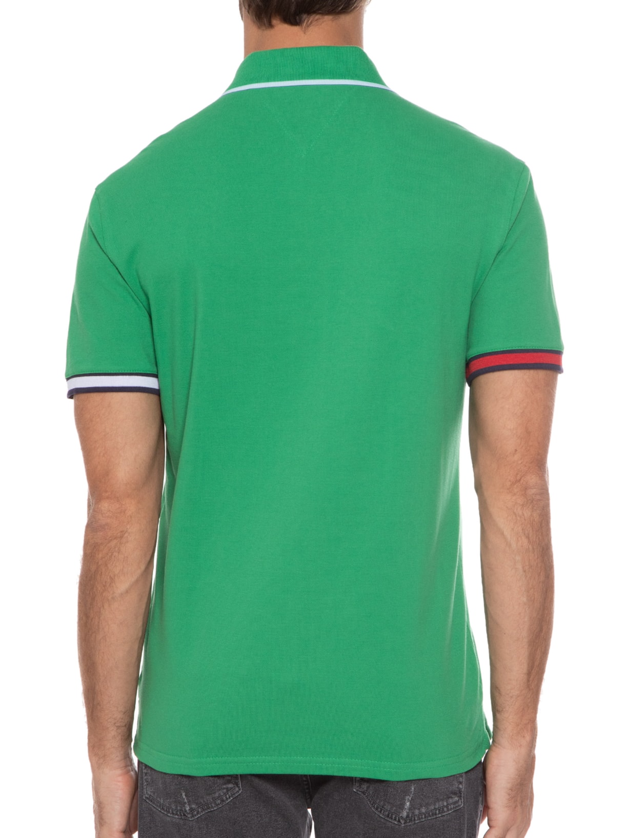 Polo Masculina Reg Flag Cuffs Verde Tommy Jeans