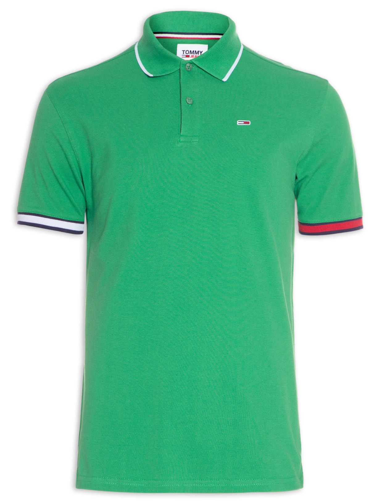 Polo Masculina Reg Flag Cuffs Verde Tommy Jeans