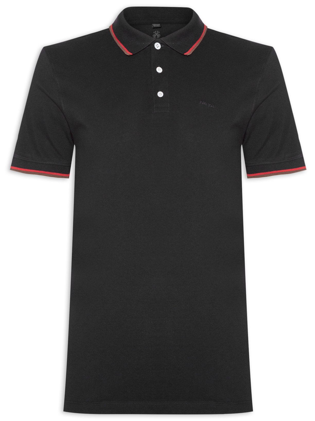Polo Masculina Regular Fit 2 Lines - Preto