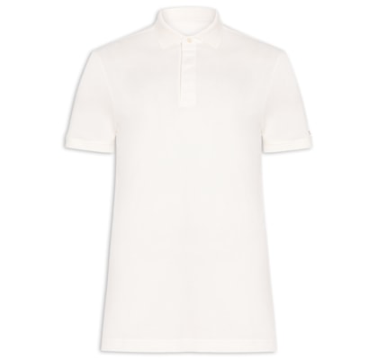 Polo Masculina Regular Fit Básica Hidden Em Algodão - Branco