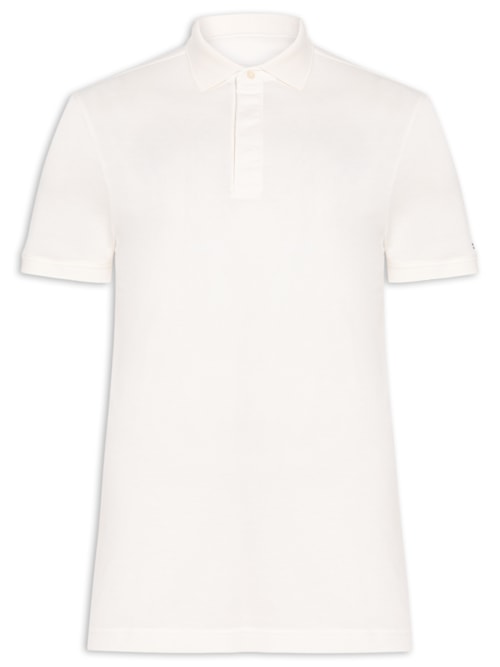 Polo Masculina Regular Fit Básica Hidden Em Algodão - Branco