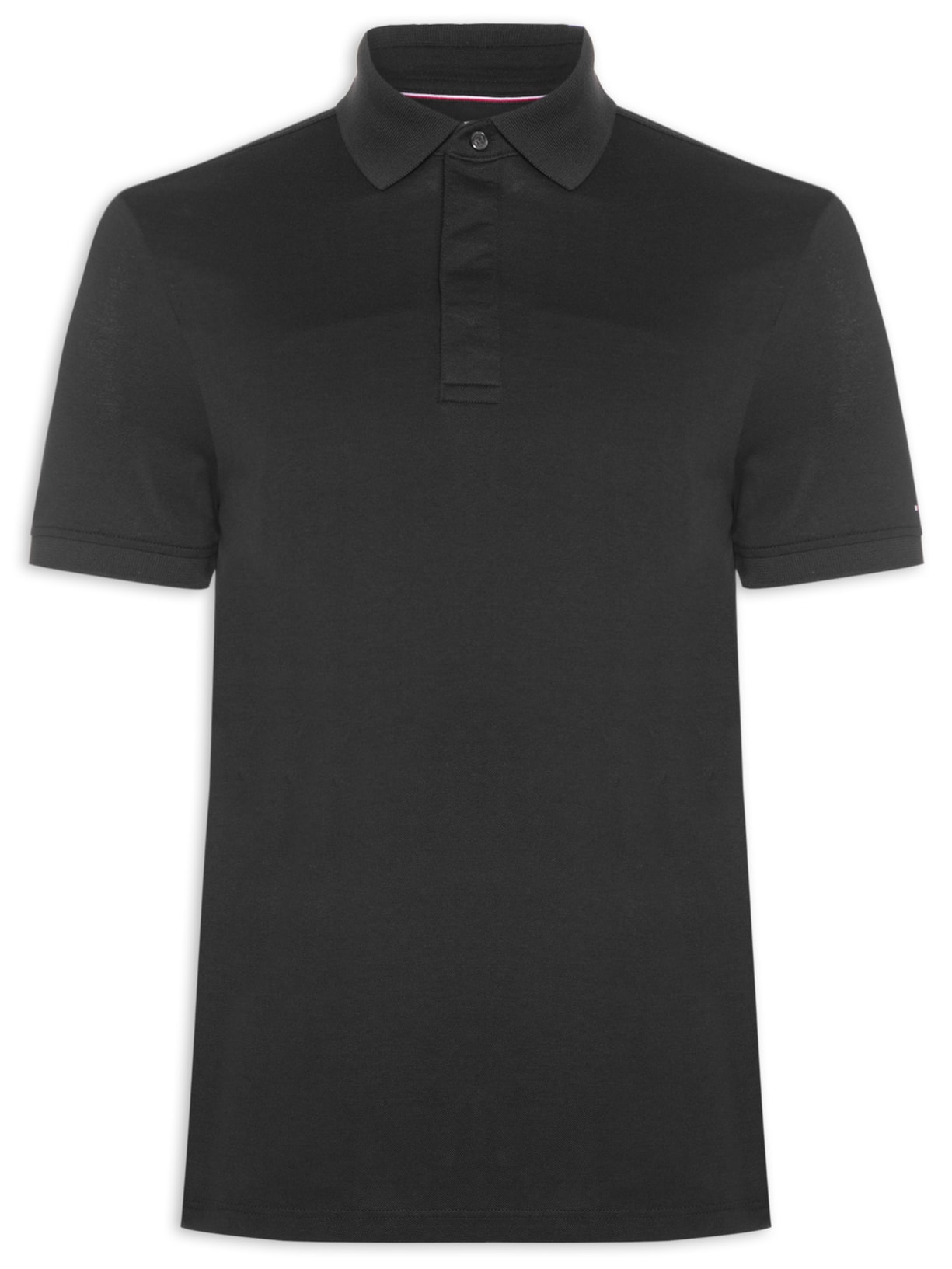 Polo Masculina Regular Fit Básica Hidden Em Algodão Preto Tommy Hilfiger