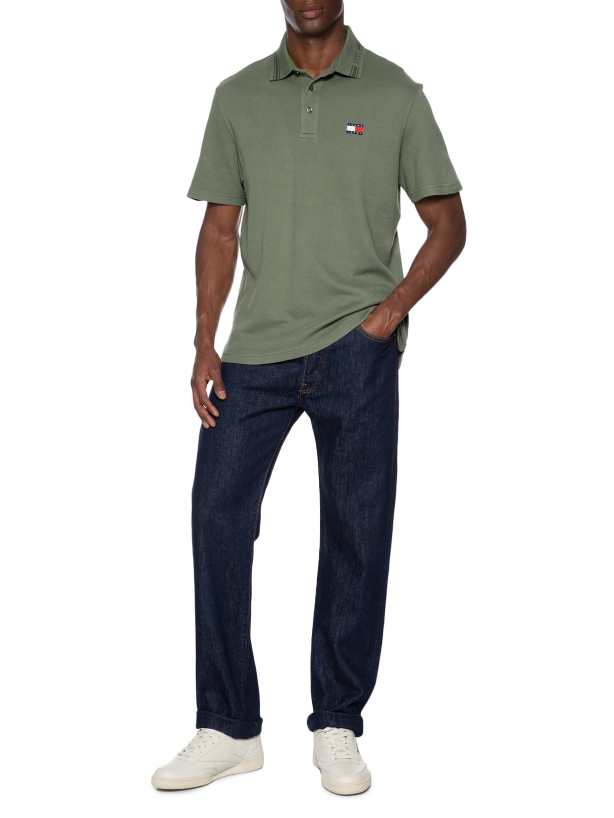 Polo Masculina Regular Fit Branded Neck Verde Tommy Jeans