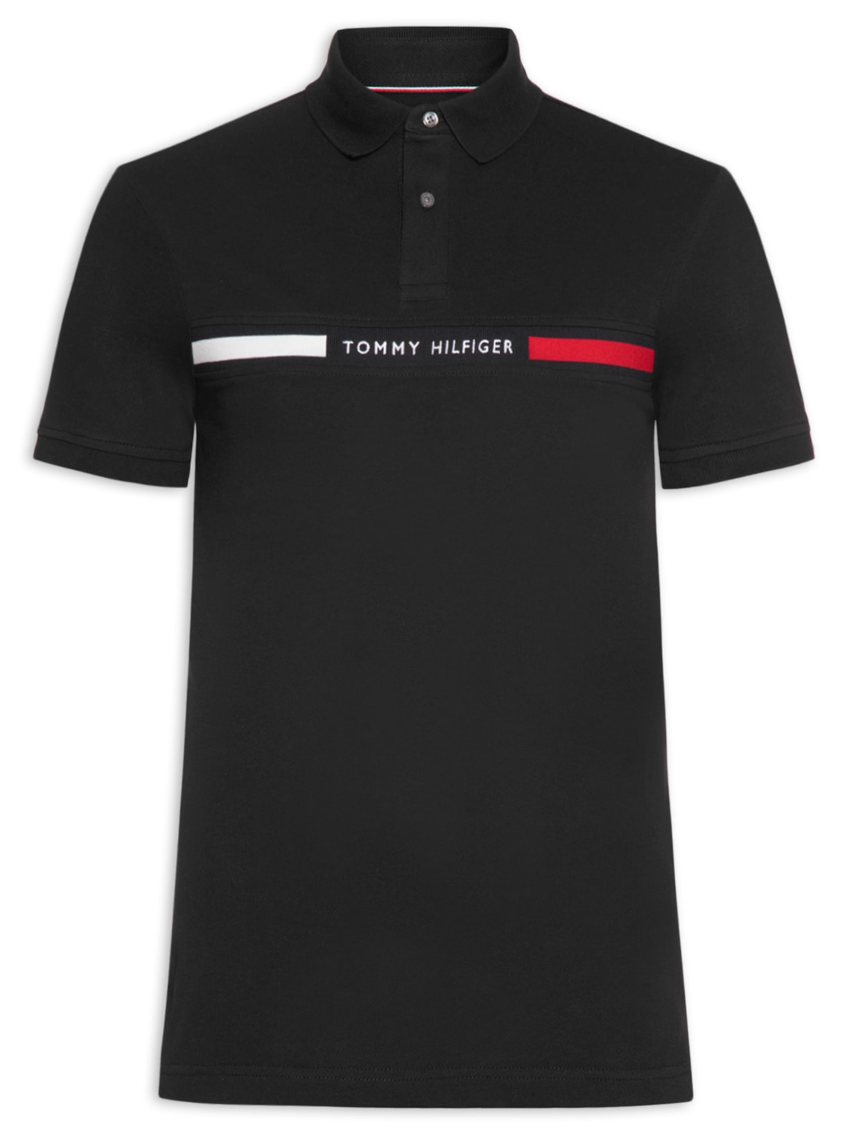 Polo Masculina Regular Fit Chest Insert Em Algodão - Preto