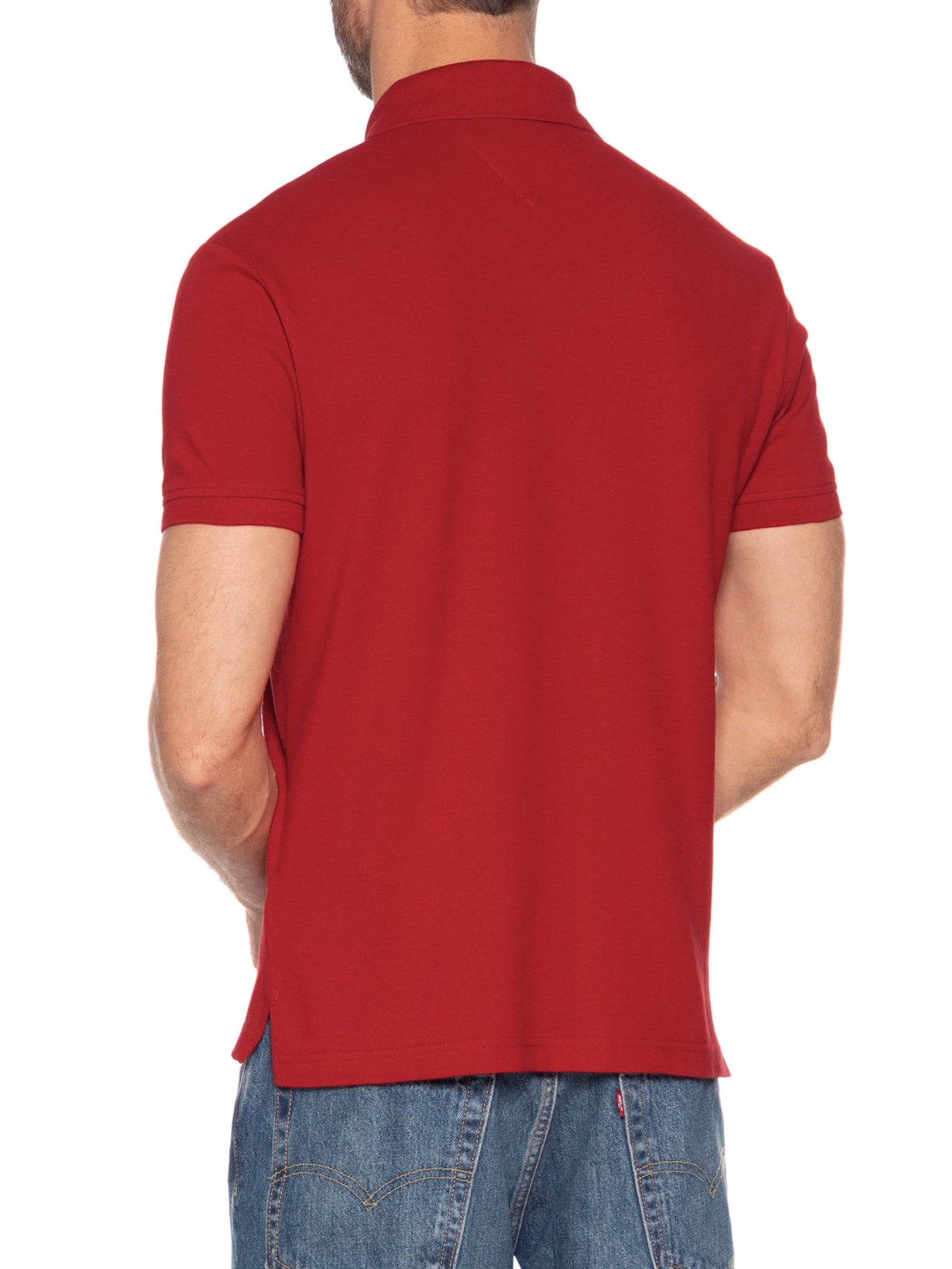 Polo Masculina Regular Fit Chest Insert Vermelho Tommy Hilfiger