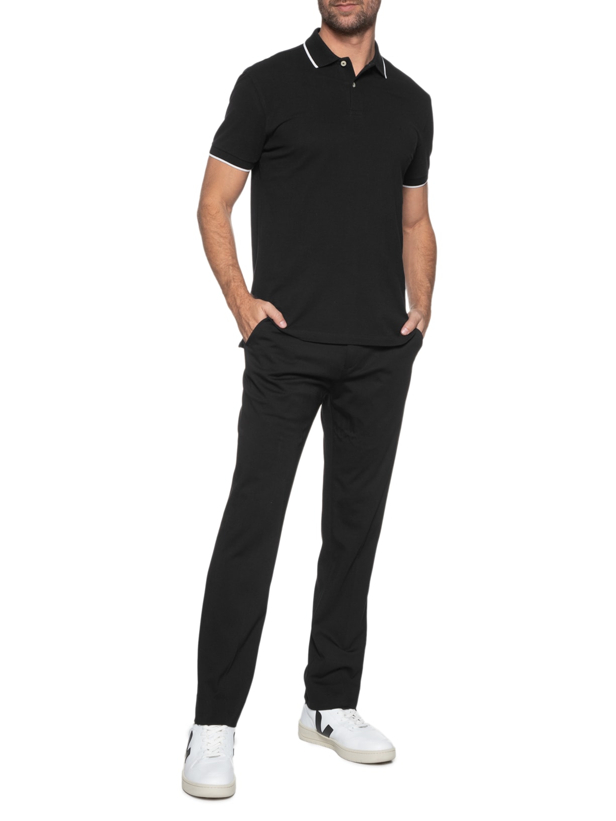 Polo Masculina Regular Fit Classic 1 Friso Preto Aramis