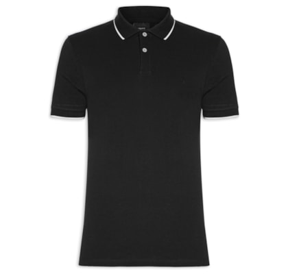 Polo Masculina Regular Fit Classic 1 Friso - Preto