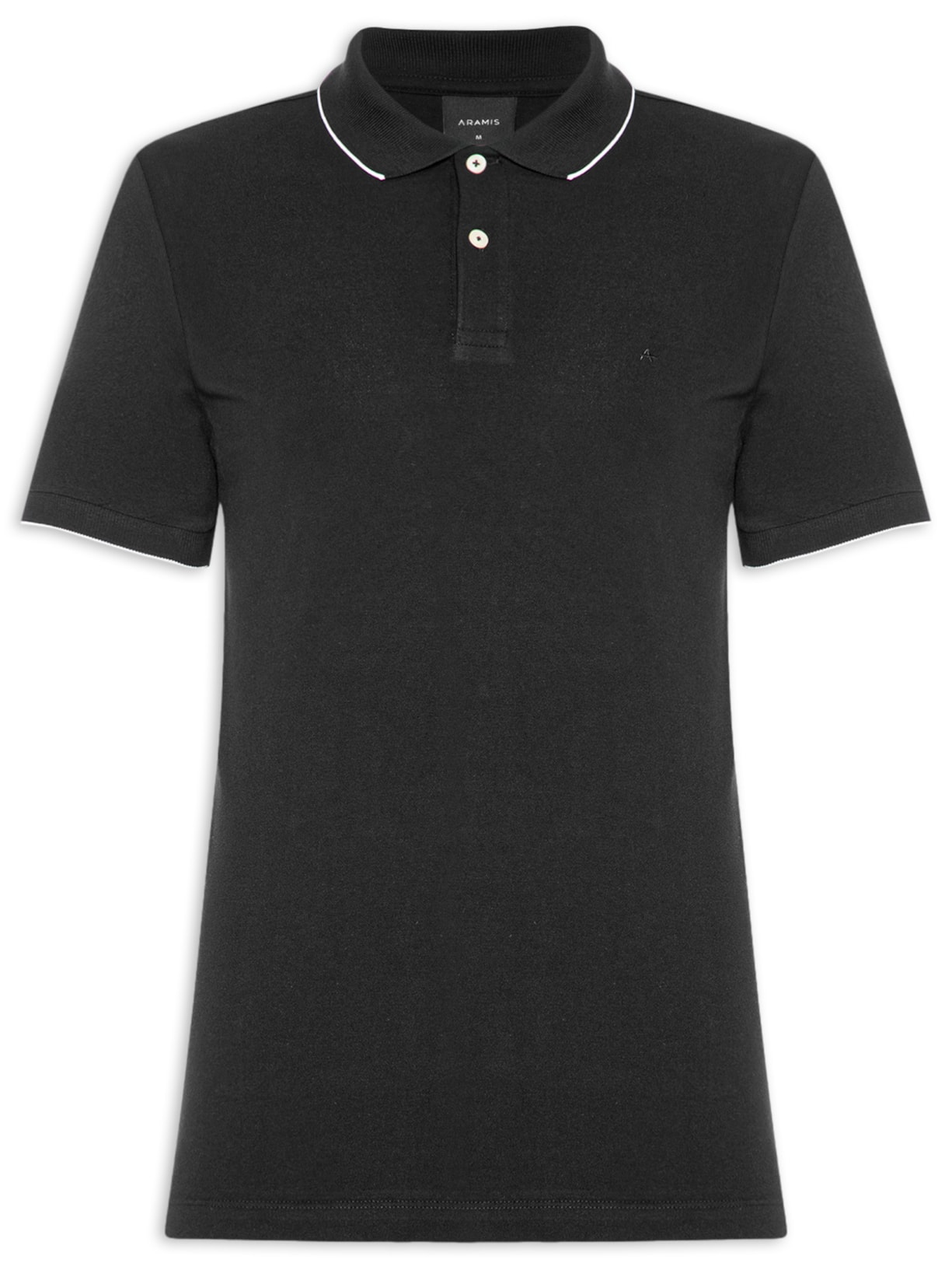 Polo Masculina Regular Fit Classic 1 Friso - Preto