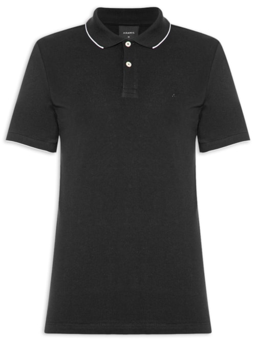 Polo Masculina Regular Fit Classic 1 Friso - Preto