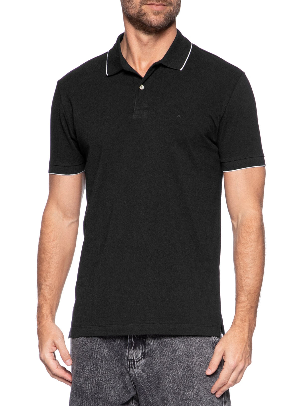 Polo Masculina Regular Fit Classic 1 Friso Preto Aramis