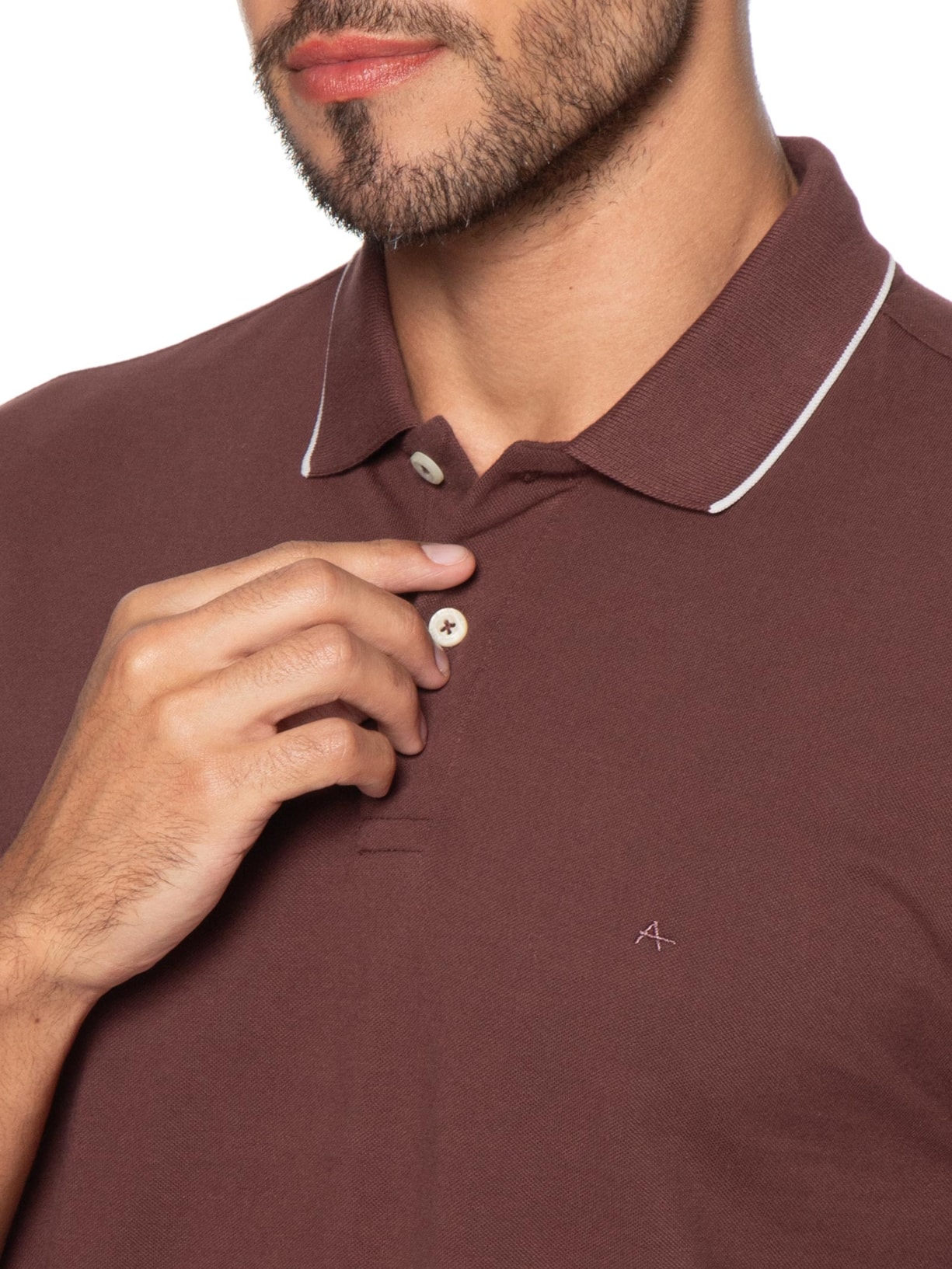 Polo Masculina Regular Fit Classic com Friso Vermelho Aramis