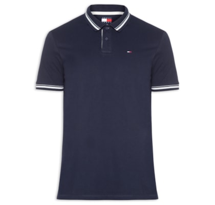 Polo Masculina Regular Fit Com Friso - Azul