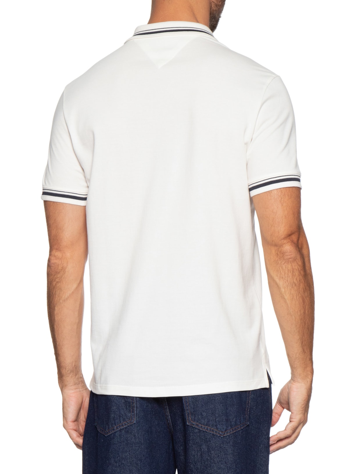 Polo Masculina Regular Fit Com Friso Branco Tommy Jeans