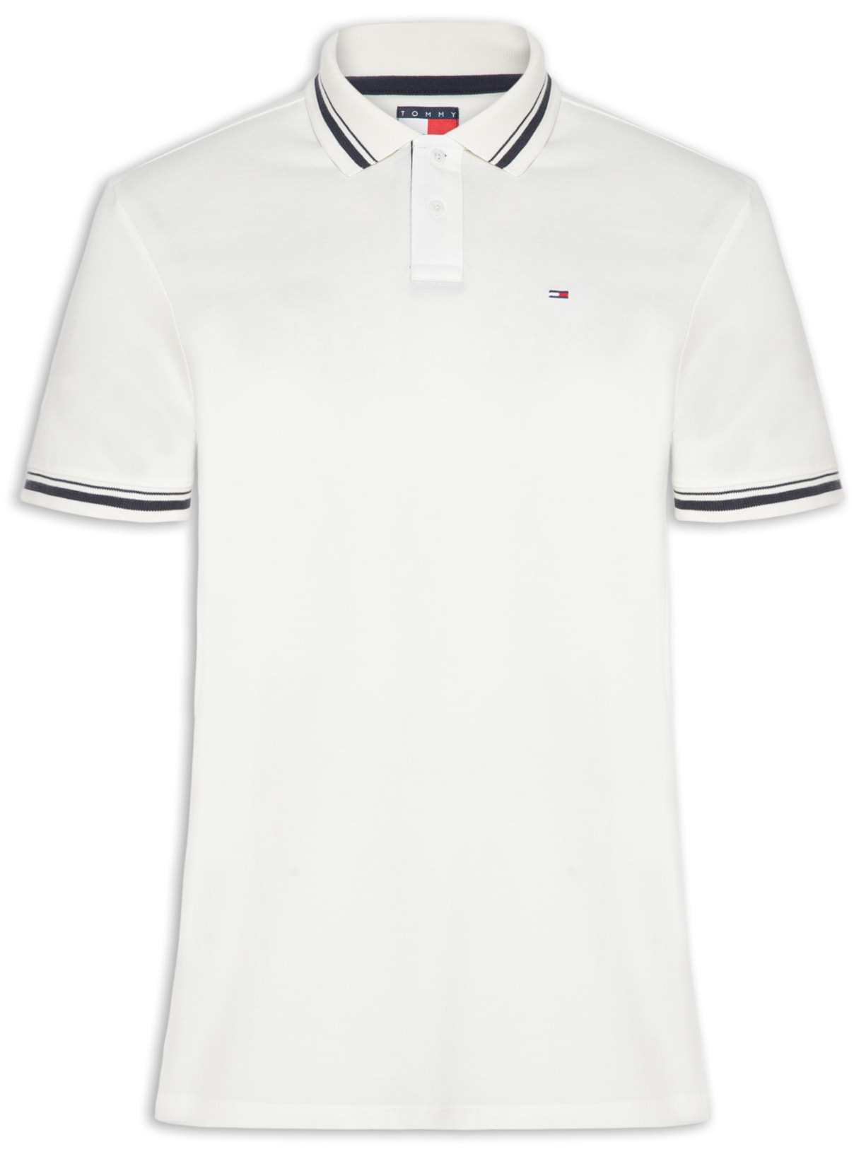Polo Masculina Regular Fit Com Friso Branco Tommy Jeans