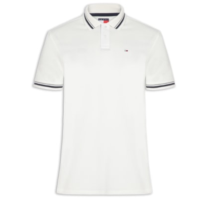 Polo Masculina Regular Fit Com Friso - Branco