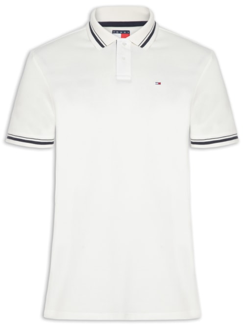 Polo Masculina Regular Fit Com Friso - Branco