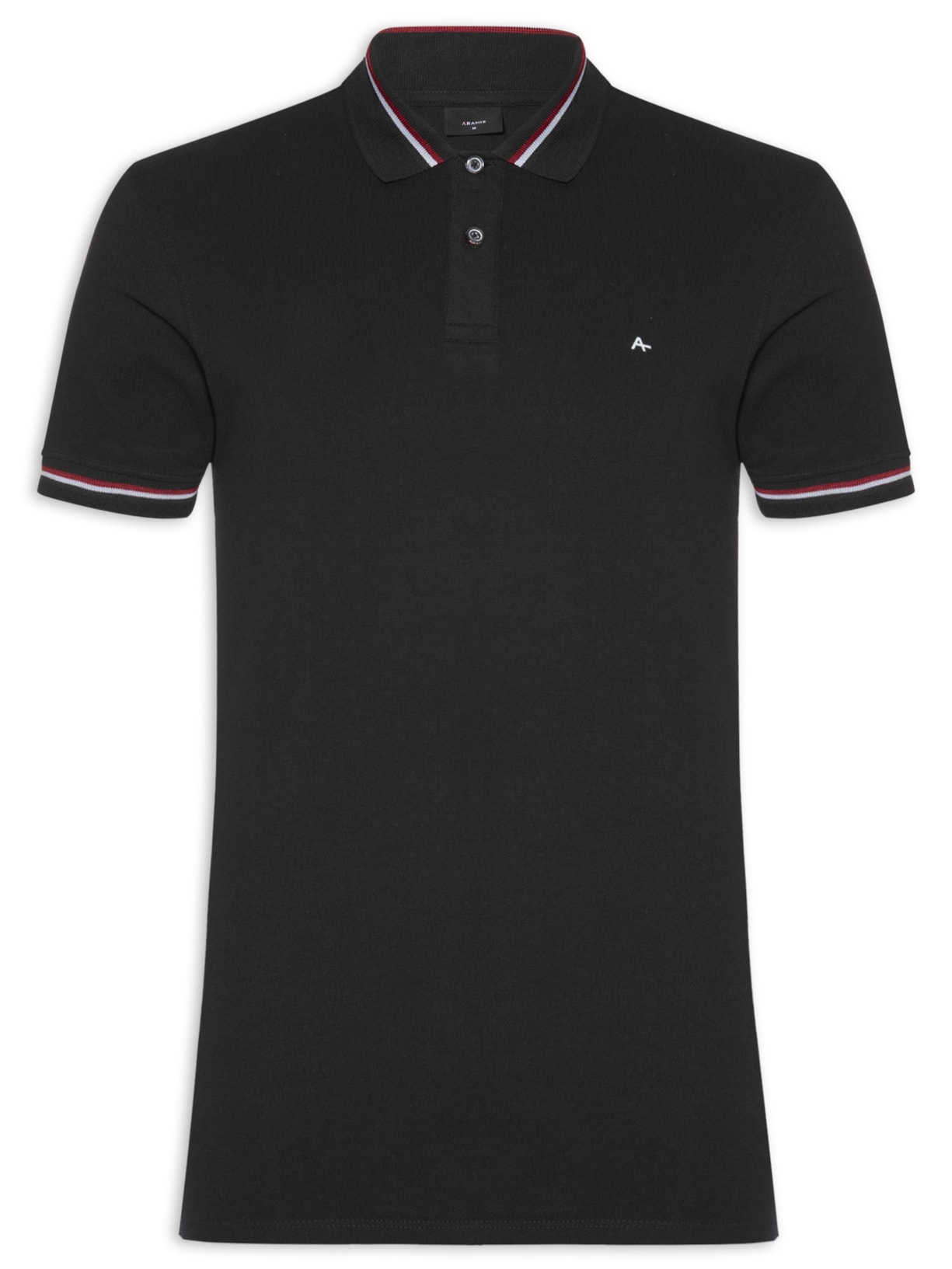 Polo Masculina Regular Fit Com Friso Duplo - Preto