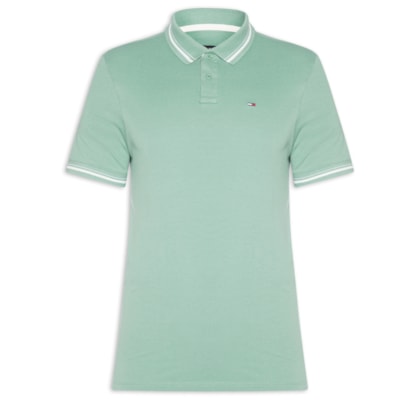 Polo Masculina Regular Fit Com Friso E Vista Contrastante - Verde