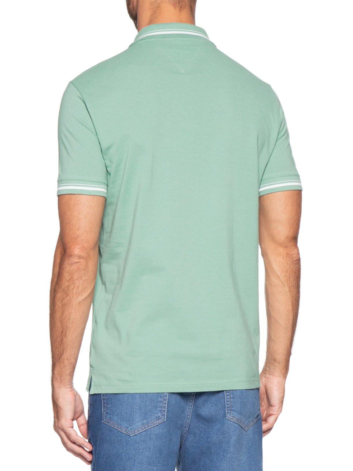 Polo Masculina Regular Fit Com Friso E Vista Contrastante Verde Tommy Jeans