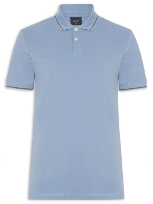 Polo Masculina Regular Fit com Frisos – Azul