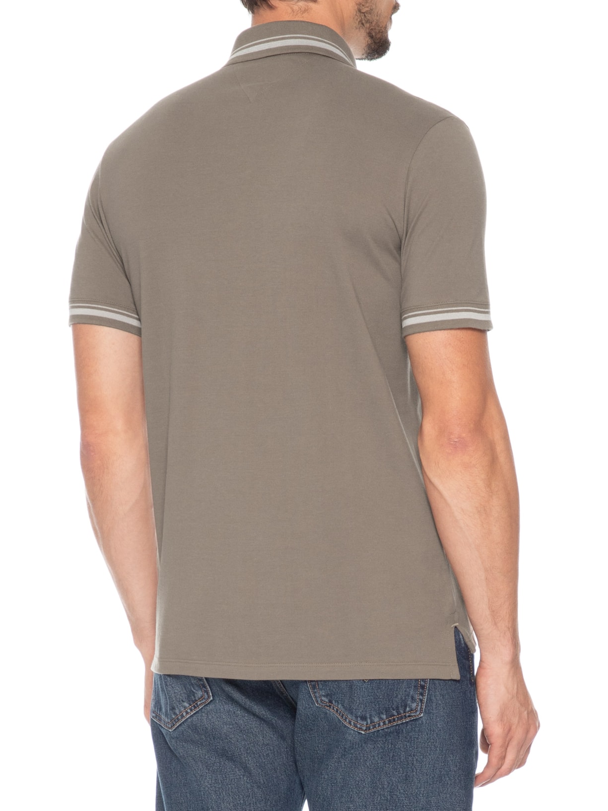 Polo Masculina Regular Fit com Frisos Marrom Tommy Jeans