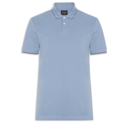 Polo Masculina Regular Fit com Frisos – Azul