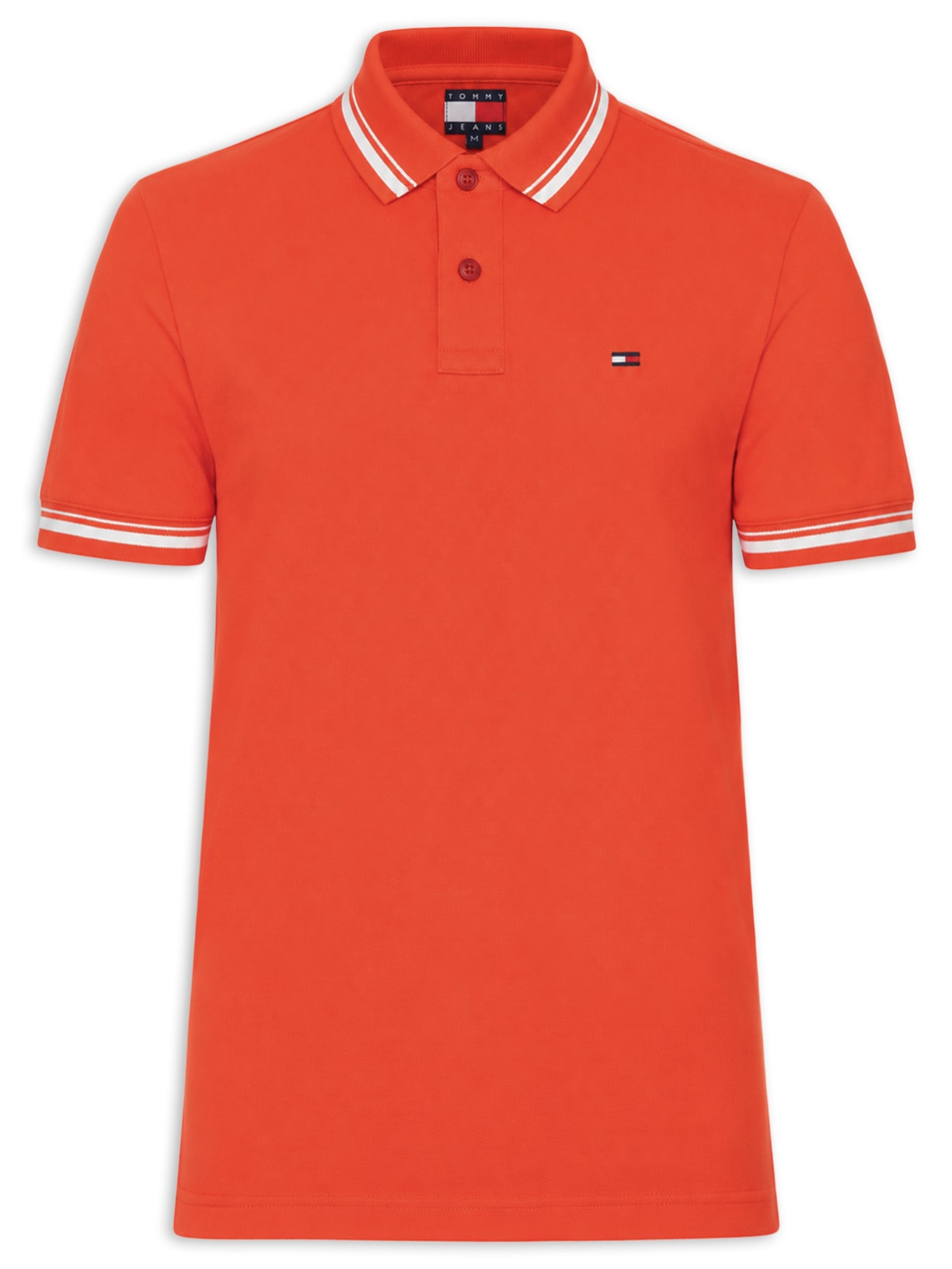 Polo Masculina Regular Fit com Frisos – Laranja Tommy Jeans