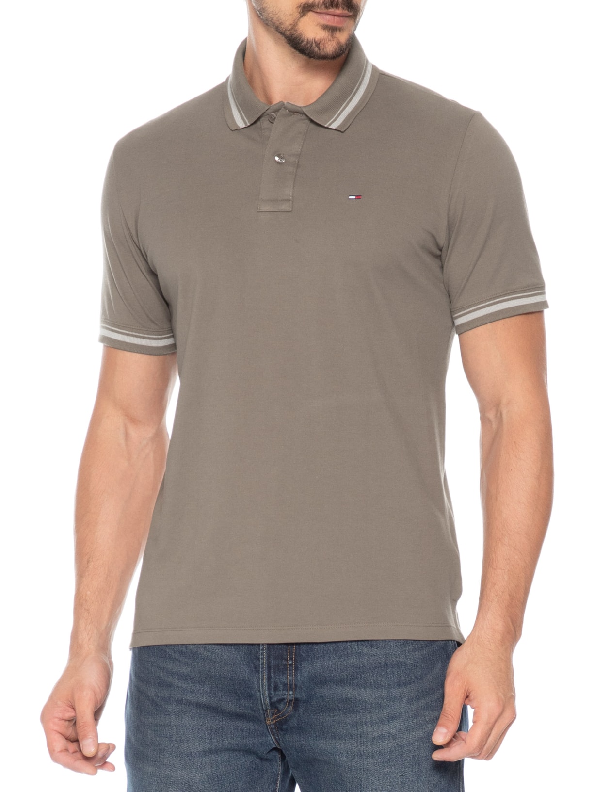Polo Masculina Regular Fit com Frisos – Marrom Tommy Jeans