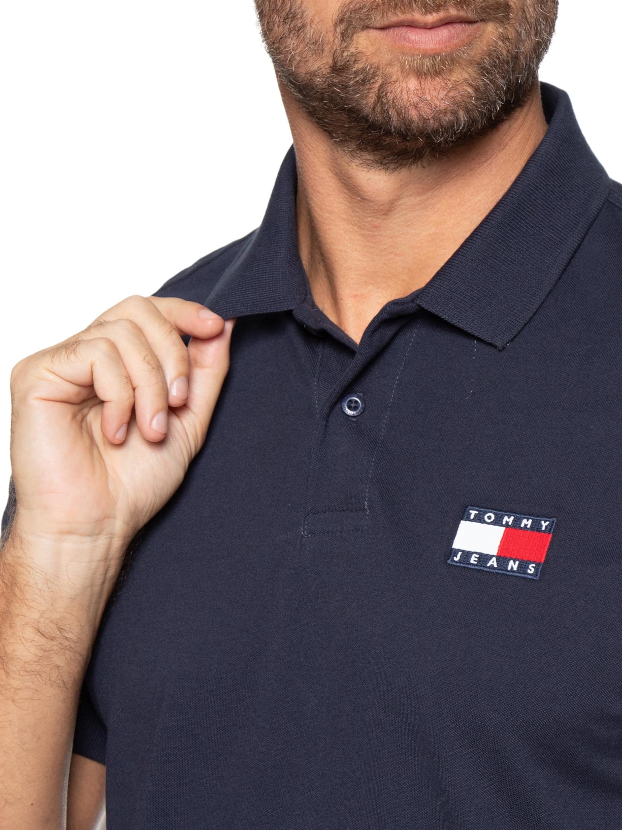 Polo Masculina Regular Fit com Logo Azul Tommy Jeans