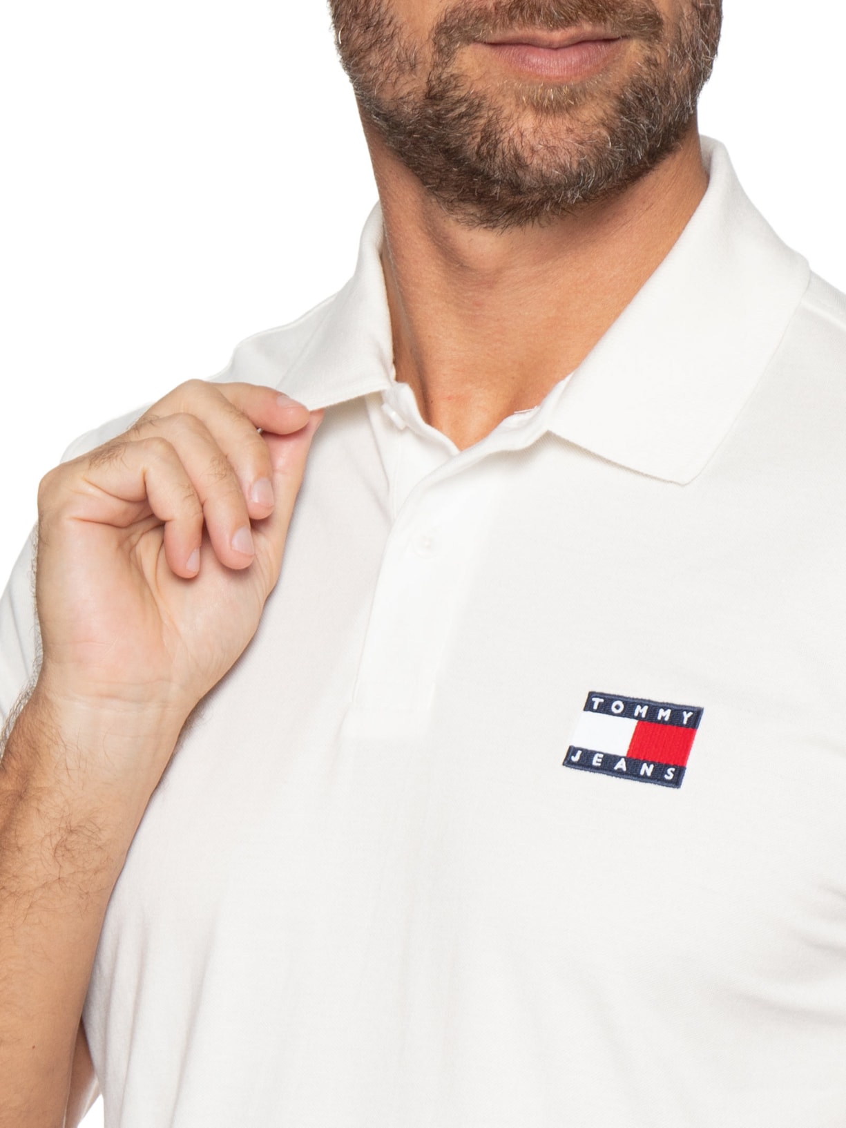 Polo Masculina Regular Fit com Logo Branco Tommy Jeans