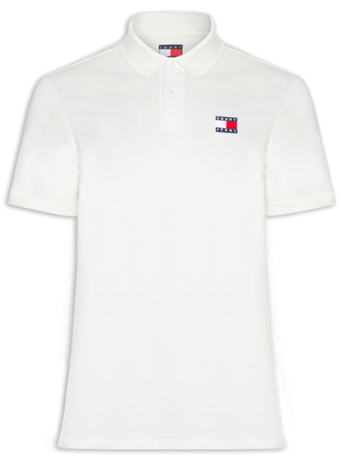 Polo Masculina Regular Fit com Logo - Branco