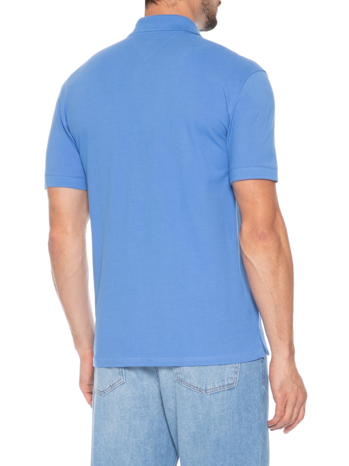 Polo Masculina Regular Fit com Vista Diferenciada Azul Tommy Jeans