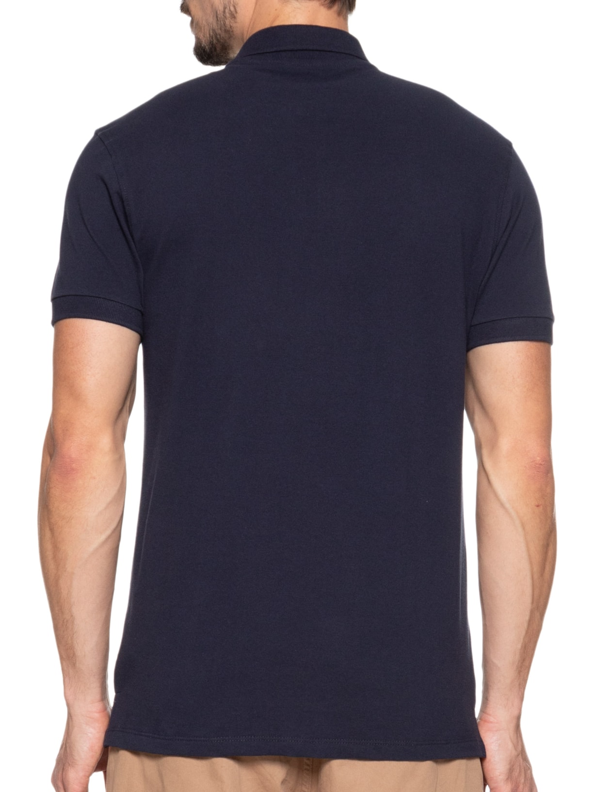 Polo Masculina Regular Fit Com Zíper Em Piquet Azul Aramis