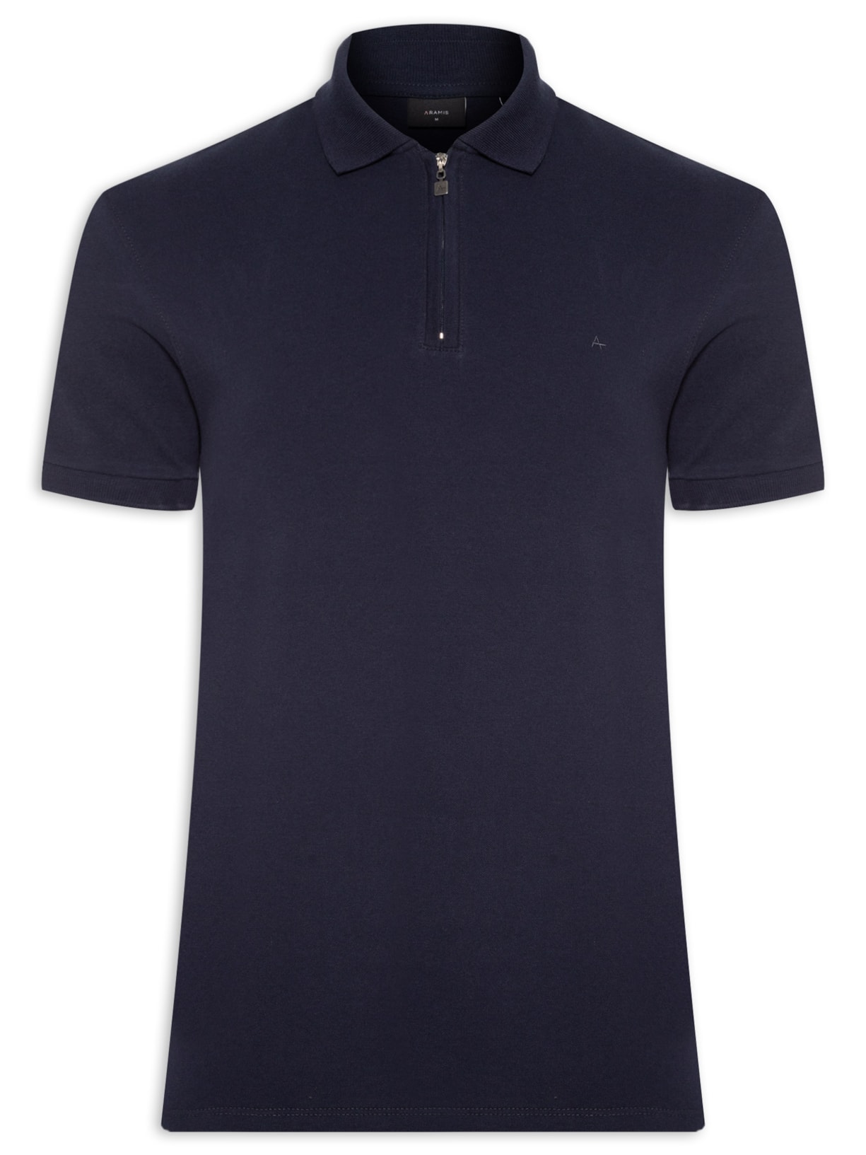Polo Masculina Regular Fit Com Zíper Em Piquet Azul Aramis