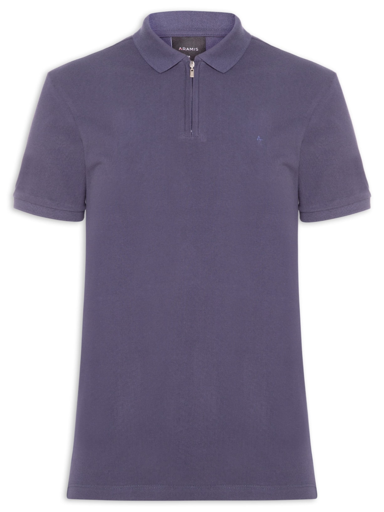 Polo Masculina Regular Fit Com Zíper Em Piquet - Azul