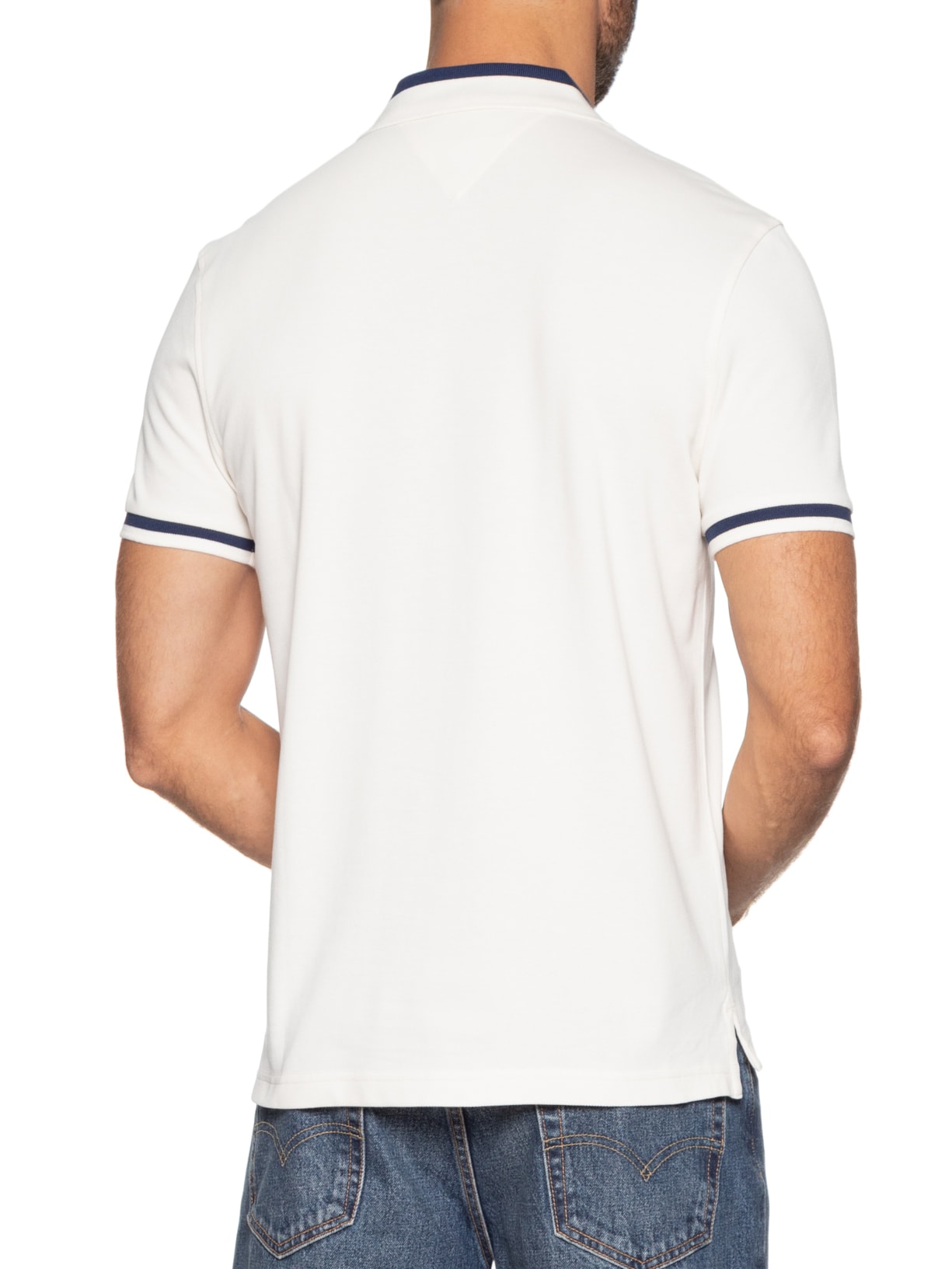 Polo Masculina Regular Fit Detalhe Contrastante Off White Tommy Hilfiger