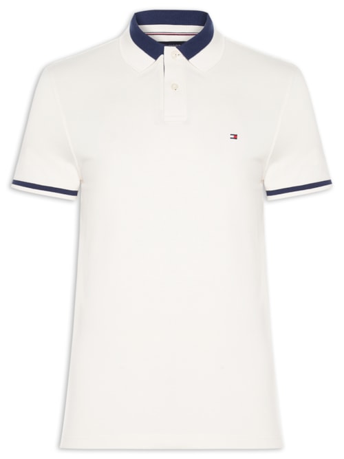 Polo Masculina Regular Fit Detalhe Contrastante - Off White