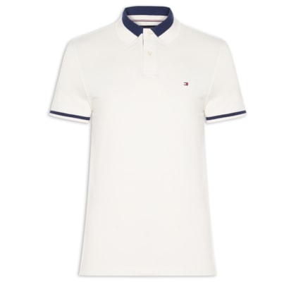 Polo Masculina Regular Fit Detalhe Contrastante - Off White