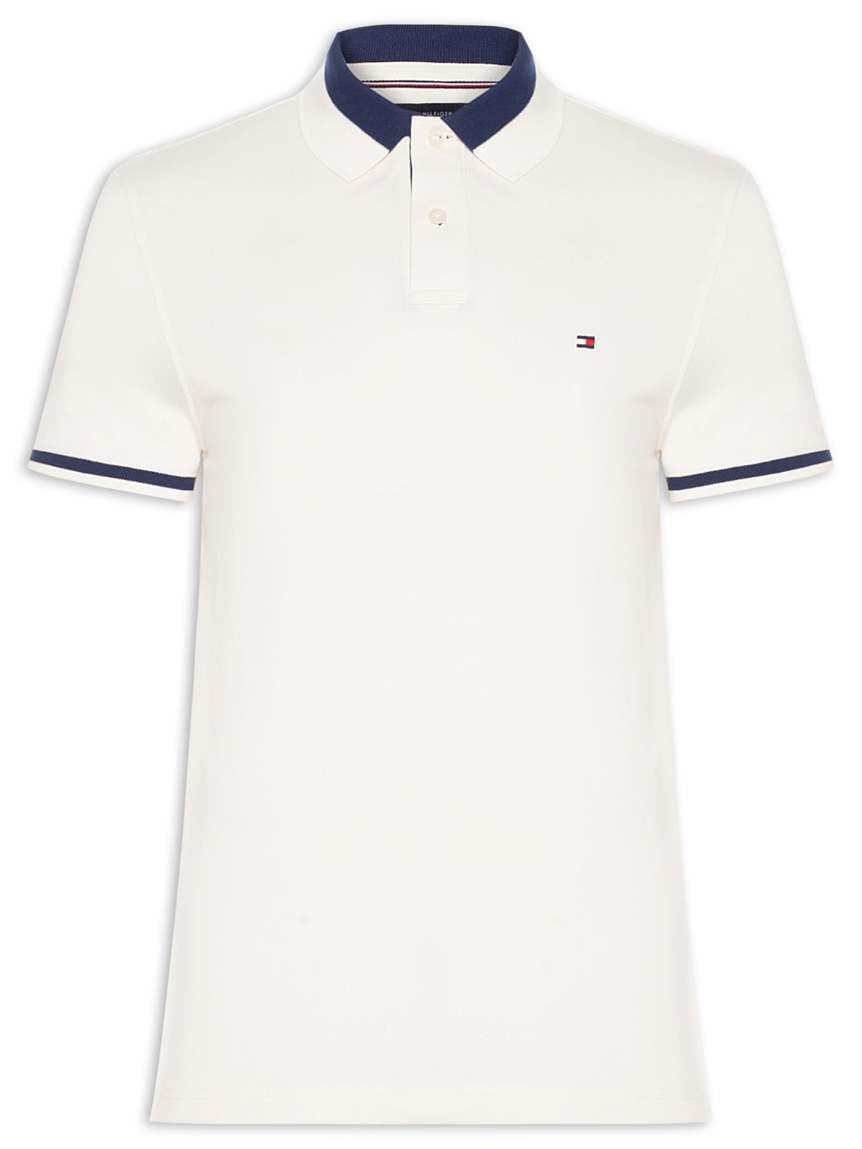 Polo Masculina Regular Fit Detalhe Contrastante - Off White