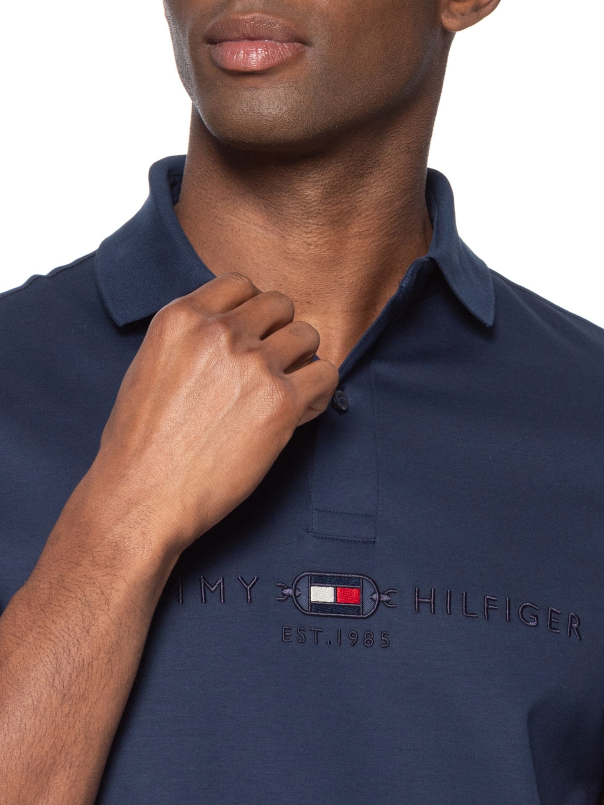Polo Masculina Regular Fit Diwali Twill Graphic Azul Tommy Hilfiger