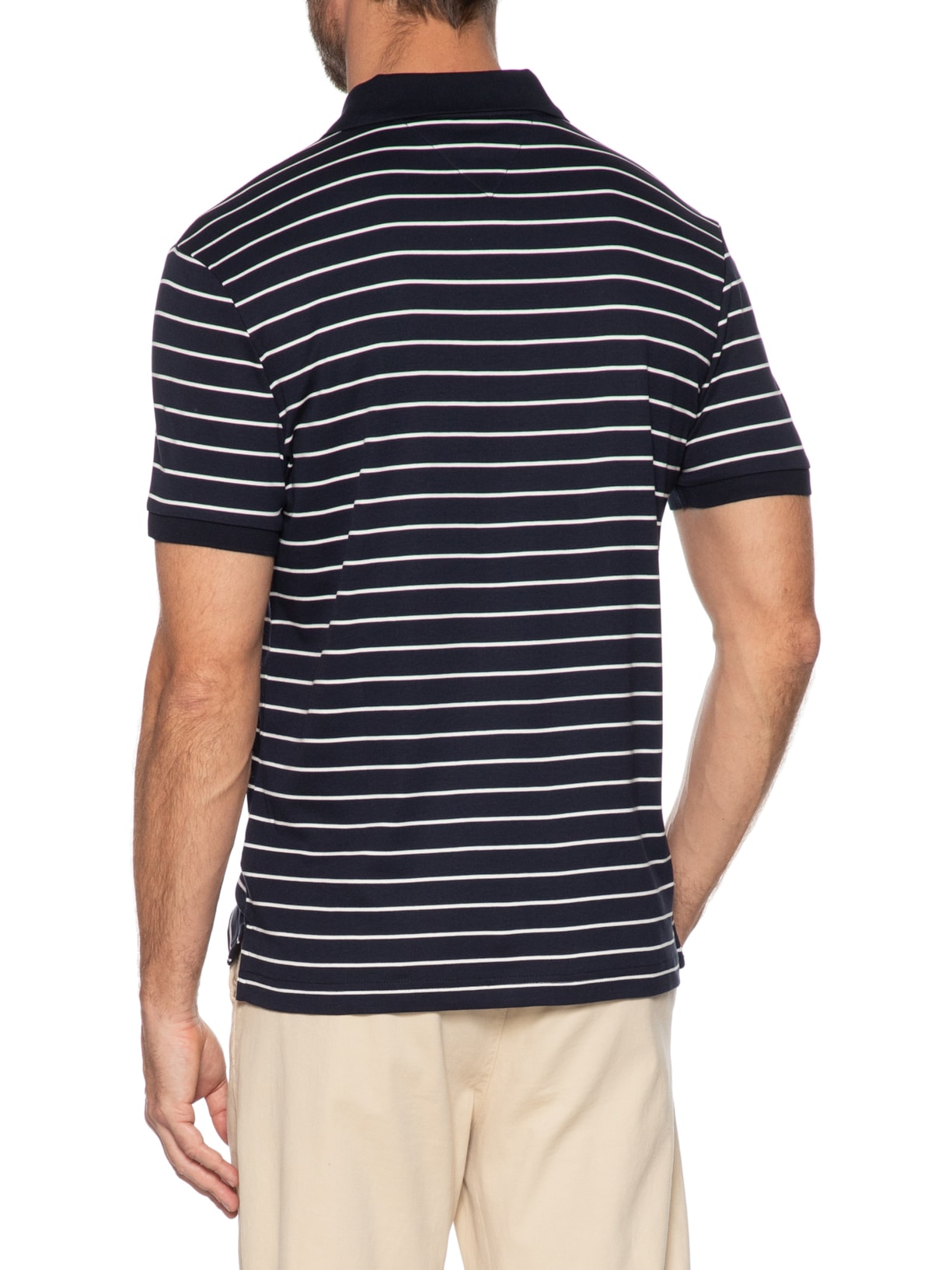 Polo Masculina Regular Fit Em Algodão Bci Azul Tommy Hilfiger