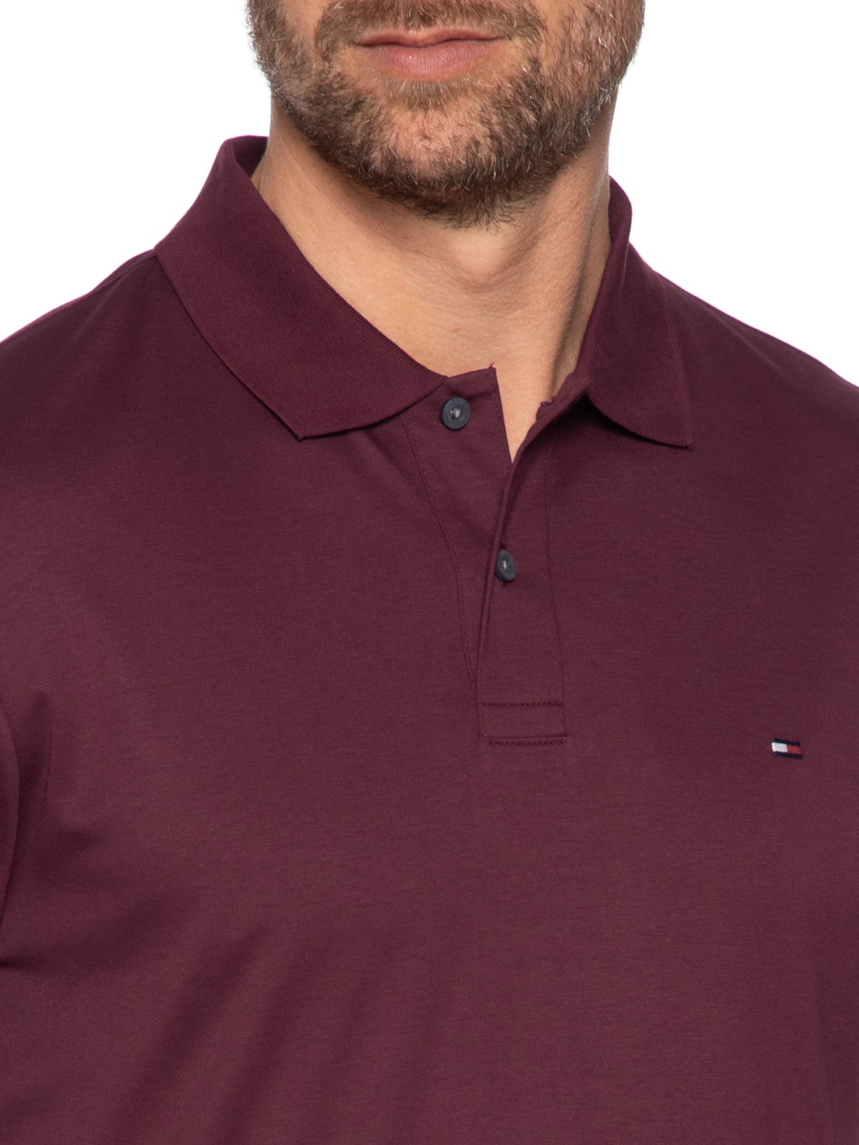 Polo Masculina Regular Fit Em Algodão Bci Vinho Tommy Hilfiger