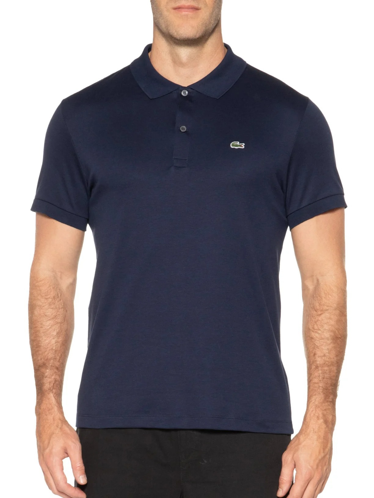 Polo Masculina Regular Fit Em Algodão Pima Azul Lacoste