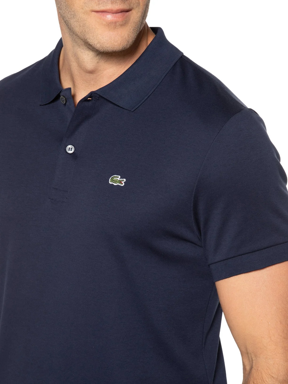 Polo Masculina Regular Fit Em Algodão Pima Azul Lacoste