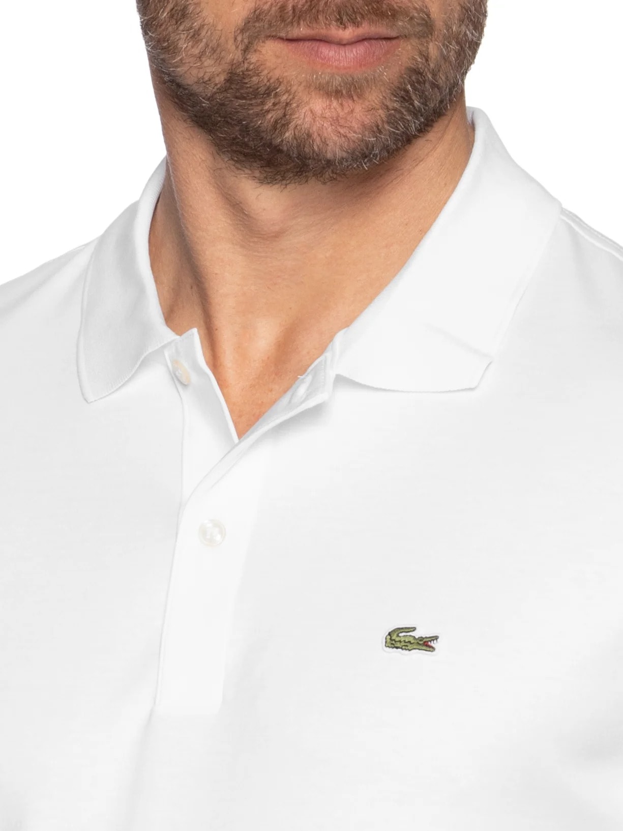 Polo Masculina Regular Fit Em Algodão Pima Branco Lacoste
