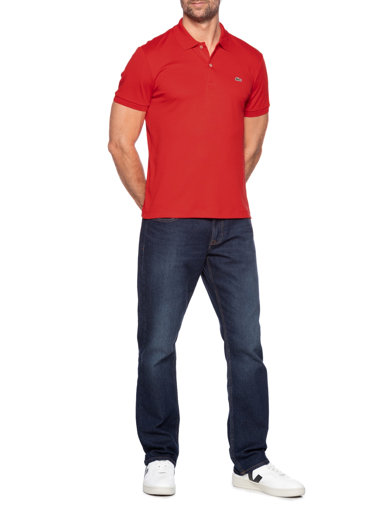 Polo Masculina Regular Fit Em Algodão Pima Vermelho Lacoste