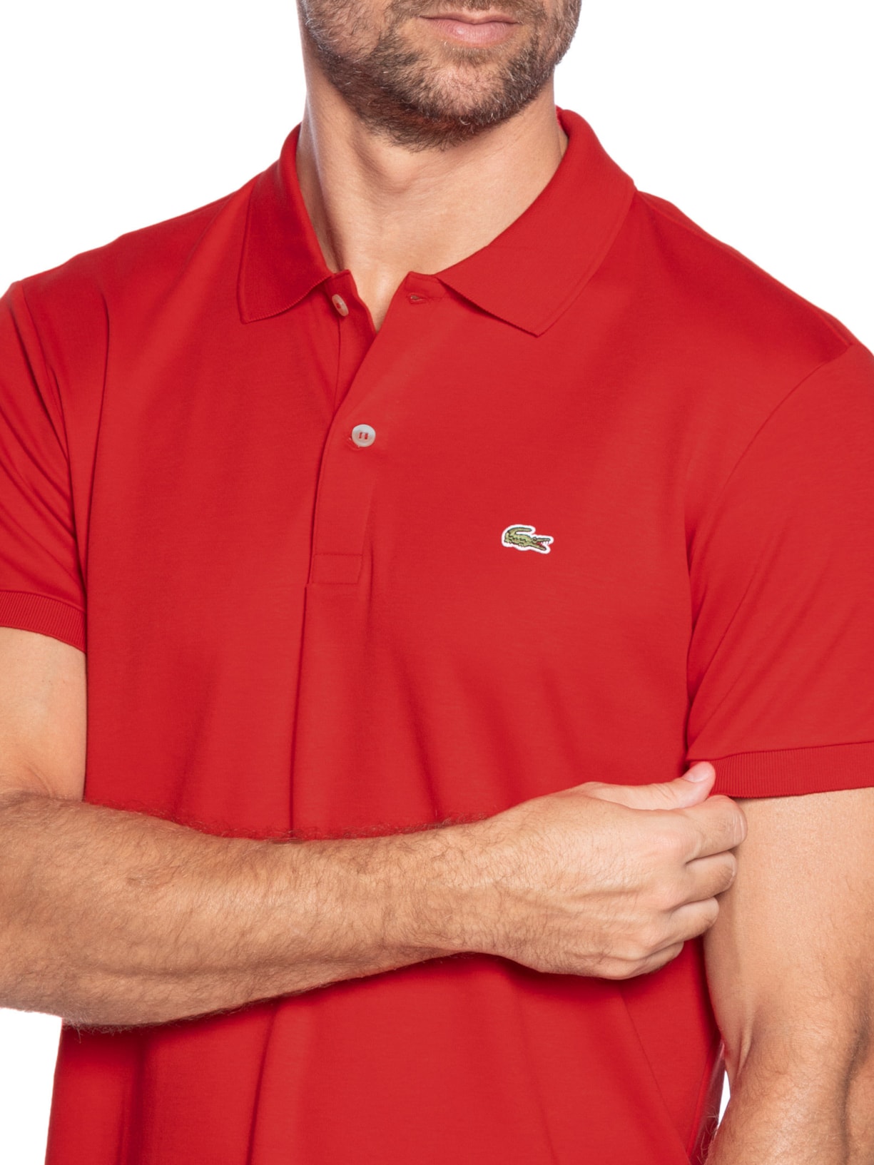 Polo Masculina Regular Fit Em Algodão Pima Vermelho Lacoste