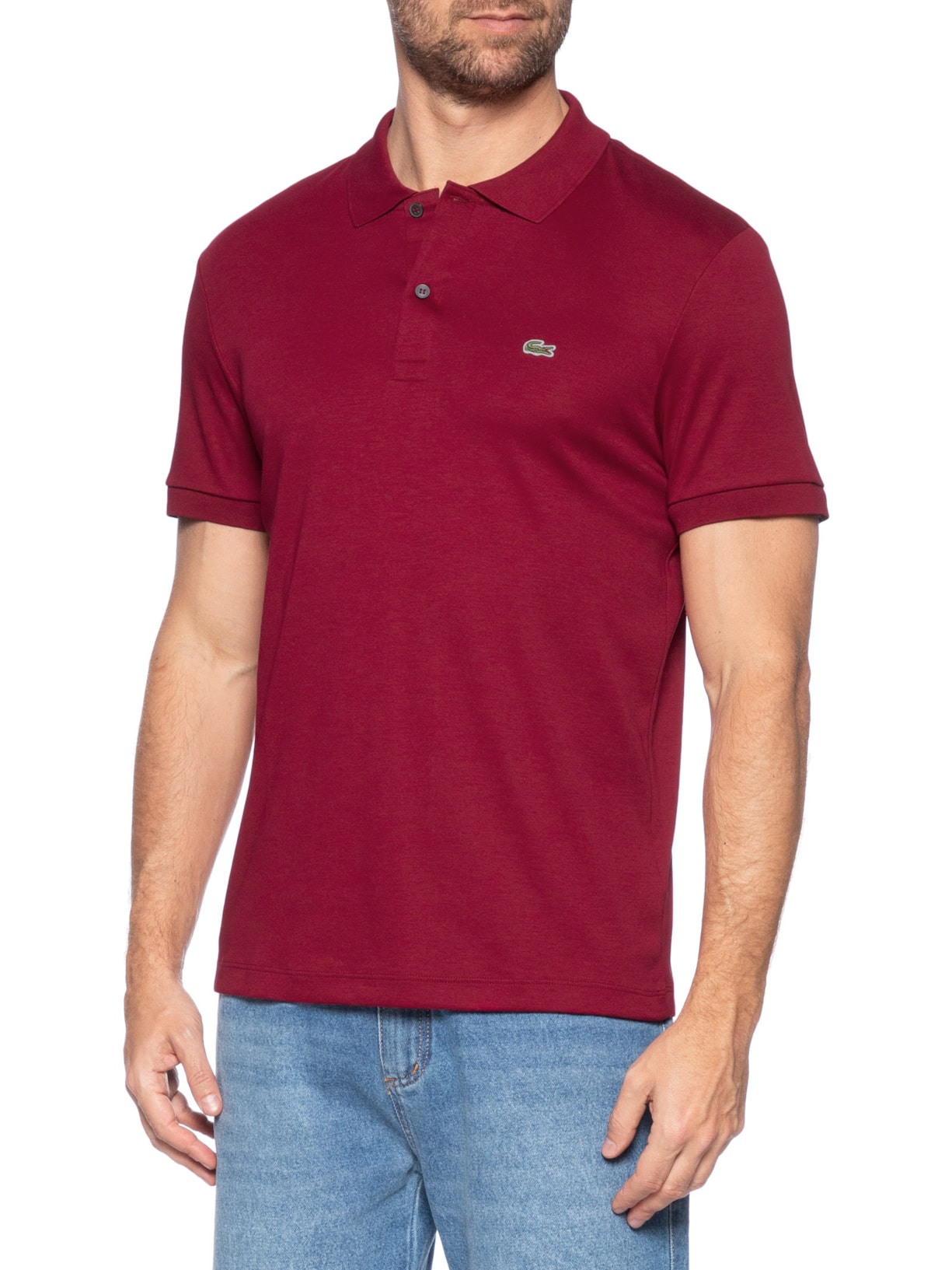Polo Masculina Regular Fit em Algodão Pima Vermelho Lacoste