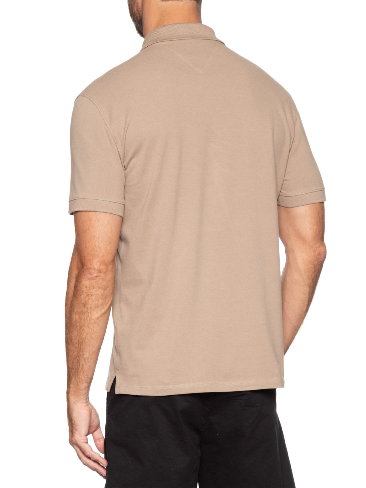 Polo Masculina Regular Fit em Pique  Bege Tommy Jeans