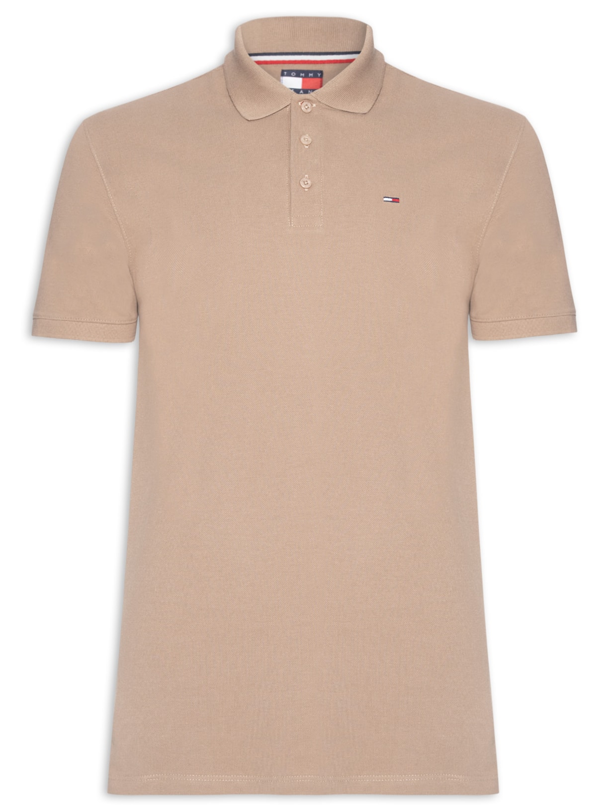 Polo Masculina Regular Fit em Pique  Bege Tommy Jeans